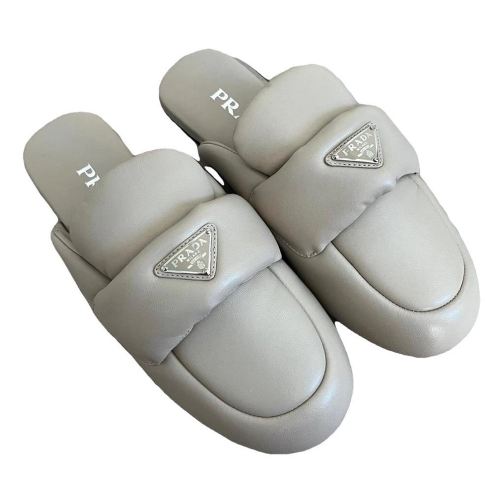 Prada Gray Padded Slides